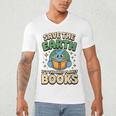 Earth Day Save Earth It´s Only Planet With Books Reader Men's V-Neck T-Shirt Earth Day Save Earth It´s Only Planet With Books Reader Men's V-Neck T-Shirt