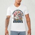 Easily Distracted By Books Read Goose Lover Bookworm Reading Men's V-Neck T-Shirt