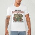 Easily Distracted By Cats And Books Vintage Men's V-Neck T-Shirt Easily Distracted By Cats And Books Vintage Men's V-Neck T-Shirt