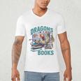 Easily Distracted By Dragons And Books Bookworm Men's V-Neck T-Shirt