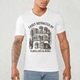 Easily Distracted By Plants Cats & Books Planting Gardening Men's V-Neck T-Shirt Easily Distracted By Plants Cats & Books Planting Gardening Men's V-Neck T-Shirt