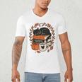 Fall Book Teacher Cat Books Halloween Autumn Librarian Men's V-Neck T-Shirt