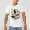 Fantasy Drama Tragedy Cat Book Lover Reading Humor Men's V-Neck T-Shirt Fantasy Drama Tragedy Cat Book Lover Reading Humor Men's V-Neck T-Shirt