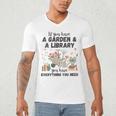Gardening & Library Lover Books Reading Plants Cute Men's V-Neck T-Shirt