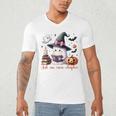 Ghost Reading Book Coquette Bow Halloween Girl Toddler Kid Premium Men's V-Neck T-Shirt