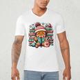 Gingerbread Reading Book Lovers Christmas Bookworm Librarian Premium Men's V-Neck T-Shirt