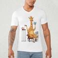 Giraffe Reading Tea Books Coffee Book Lover Graphic Men's V-Neck T-Shirt