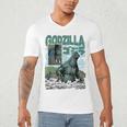 Godzilla Ocean Scene Comic Book Illustration Movie Monster Men's V-Neck T-Shirt