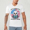A Good Day To Read a Book Reading Eagle With American Flag Men's V-Neck T-Shirt A Good Day To Read a Book Reading Eagle With American Flag Men's V-Neck T-Shirt