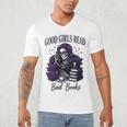 Good Girls Read Bad Books Sarcastic Skeleton Goth Skull Men's V-Neck T-Shirt Good Girls Read Bad Books Sarcastic Skeleton Goth Skull Men's V-Neck T-Shirt