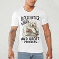 Great Pyrenees Dog Breed Life Is Better With Books And Great Men's V-Neck T-Shirt Great Pyrenees Dog Breed Life Is Better With Books And Great Men's V-Neck T-Shirt