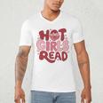 Hot Girls Read Book Lover Feminist Reader Premium Tri-Blend Men's V-Neck T-Shirt
