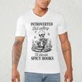 Introvert Read Spicy Books Lover Bookworm Skeleton Reading Men's V-Neck T-Shirt
