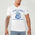 Just a Girl Who Loves Books Book Lover Bookish Men's V-Neck T-Shirt Just a Girl Who Loves Books Book Lover Bookish Men's V-Neck T-Shirt