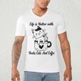 Life Is Better With Books Cats And Coffee Shirt Men's V-Neck T-Shirt Life Is Better With Books Cats And Coffee Shirt Men's V-Neck T-Shirt
