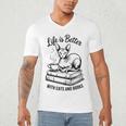 Life Is Better With Cats & Books Sphynx Cat Mom Women Men's V-Neck T-Shirt
