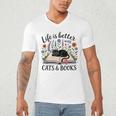 Life Is Better With Cats And Books Men's V-Neck T-Shirt