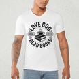 Love God Drink Coffee Read Books Christian Book Lover Men's V-Neck T-Shirt