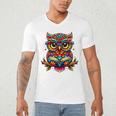 Owl With Glasses And Book Reading Men's V-Neck T-Shirt
