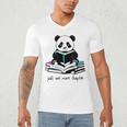 Panda Reading Chapter Books Men's V-Neck T-Shirt Panda Reading Chapter Books Men's V-Neck T-Shirt