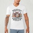 Proud Introverted Book Club Anti Social Reader Pet Cat Men's V-Neck T-Shirt Proud Introverted Book Club Anti Social Reader Pet Cat Men's V-Neck T-Shirt