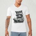 Raccoon With Book Cute Raccoons Reading Books Men's V-Neck T-Shirt Raccoon With Book Cute Raccoons Reading Books Men's V-Neck T-Shirt