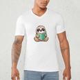 I Read Past My Bedtime Reading Sloth Book Lover Men's V-Neck T-Shirt I Read Past My Bedtime Reading Sloth Book Lover Men's V-Neck T-Shirt