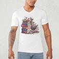 Reading A Book Per Day Keeps Reality Away Skeleton Books Men's V-Neck T-Shirt