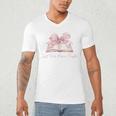 Reading Books Mom Mothers Day Coquette Pink Bow Book Lovers Men's V-Neck T-Shirt Reading Books Mom Mothers Day Coquette Pink Bow Book Lovers Men's V-Neck T-Shirt