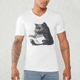 Reading Cat Cat Book Lover Men's V-Neck T-Shirt