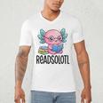 Readsolotl Cute Axolotl Reading Book Kawaii Pink Aesthetic Men's V-Neck T-Shirt Readsolotl Cute Axolotl Reading Book Kawaii Pink Aesthetic Men's V-Neck T-Shirt