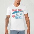 Retro Book Girl Summer Beach Vacation For Book Lover Men's V-Neck T-Shirt