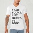 Retro Gym Book Lover Read Books Lift Heavy Pet Dogs Men's V-Neck T-Shirt Retro Gym Book Lover Read Books Lift Heavy Pet Dogs Men's V-Neck T-Shirt