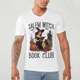 Salem Witch Book Club Bookish Retro Halloween Cat Men's V-Neck T-Shirt