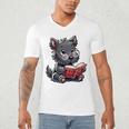 Scottish Terrier Reading a Book Dog Men's V-Neck T-Shirt Scottish Terrier Reading a Book Dog Men's V-Neck T-Shirt