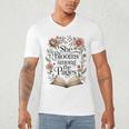 She Blooms Among The Pages Women Mom Wife Floral Book Lover Men's V-Neck T-Shirt