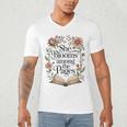 She Blooms Among The Pages Women Mom Wife Floral Book Lover Premium Tri-Blend Men's V-Neck T-Shirt