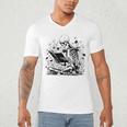 Skeleton Skull Halloween Book Reading Books Lover Teacher Men's V-Neck T-Shirt