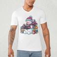 Snowman Reading Book Lovers Christmas Bookworm Librarian Men's V-Neck T-Shirt Snowman Reading Book Lovers Christmas Bookworm Librarian Men's V-Neck T-Shirt