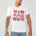 Valentine Teacher Coquette Bow Pencil Heart Book Girl Women Men's V-Neck T-Shirt