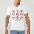 Valentine Teacher Cute Bows Apple Globe Pencil Books Art Men's V-Neck T-Shirt Valentine Teacher Cute Bows Apple Globe Pencil Books Art Men's V-Neck T-Shirt