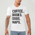 Vintage Coffee Books Dogs Naps Retro Men's V-Neck T-Shirt
