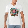 Vintage Cozy Winter Hot Cocoa Books Gingerbread Book Lovers Men's V-Neck T-Shirt Vintage Cozy Winter Hot Cocoa Books Gingerbread Book Lovers Men's V-Neck T-Shirt