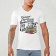 Vintage I Just Want To Read Books And Pet Cats Cat Raglan Baseball Tee Men's V-Neck T-Shirt Vintage I Just Want To Read Books And Pet Cats Cat Raglan Baseball Tee Men's V-Neck T-Shirt