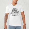 Vintage Retro Coffee Books & Cat Naps Men's V-Neck T-Shirt