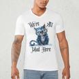 We'Re All Mad Here Cheshire Cat Alice Wonderland Book Kids Men's V-Neck T-Shirt