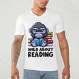 Wild About Reading Book Lover Gorilla Men's V-Neck T-Shirt
