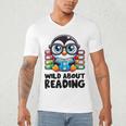 Wild About Reading Book Lover Penguin Men's V-Neck T-Shirt Wild About Reading Book Lover Penguin Men's V-Neck T-Shirt