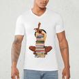 Woman And Books Stack Afro Girl Book Lover Men's V-Neck T-Shirt Woman And Books Stack Afro Girl Book Lover Men's V-Neck T-Shirt