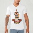 Woman And Books Stack Afro Girl Book Lover Premium Tri-Blend Men's V-Neck T-Shirt